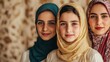 © warunthorn - Portraits of Three Young Girls with Colorful Headscarves in Bright Light