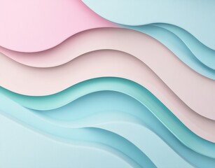 Wall Mural - A pastel-colored image featuring a wave pattern in shades of green, pink, blue, and white