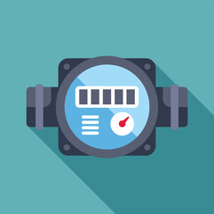 Poster - water meter is measuring water consumption, featuring a dial, pipes, and a digital display on a vibr