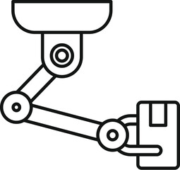 Poster - robotic arm is holding a package under the surveillance of a camera in a warehouse
