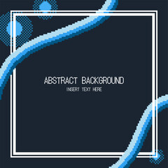 Poster - Pixel Art Trendy Curve Trail Lines Frame on Dark Blue Background