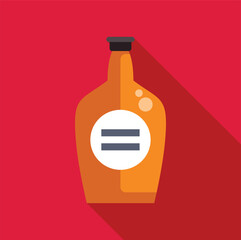 Poster - simple vector illustration of an orange bottle of generic liquor on a red background, perfect for th