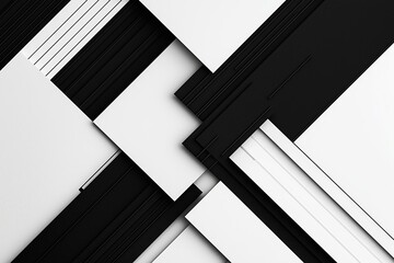 Wall Mural - A high-contrast black and white minimalist design with geometric symmetry.