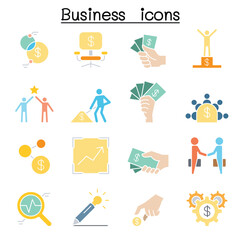 Wall Mural - Business idea icon set in thin line style