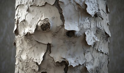 Close-up of tree bark texture, peeling paint, urban background; nature texture