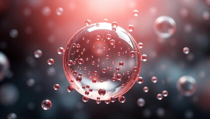 Poster - large transparent sphere is surrounded by many smaller spheres visually stunning abstract