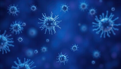 Poster - Microscopic view of numerous viruses illustrating complex structures and potential for infection
