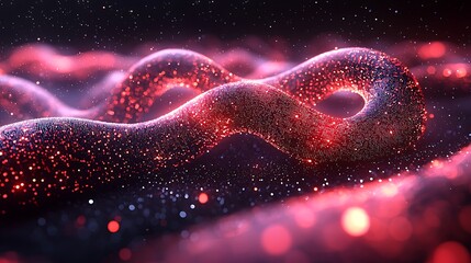 Wall Mural - Glowing red infinity symbol, cosmic background, abstract art, digital design