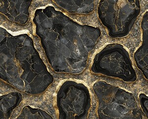 Aufkleber - Black and gold marble texture with crackled effect.