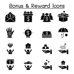 Poster - Bonus & Reward icon set in thin line style