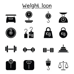 Wall Mural - Weight, scale, balance, icon set in thin line style