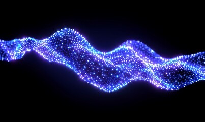 Sticker - Glowing blue particle wave, abstract background