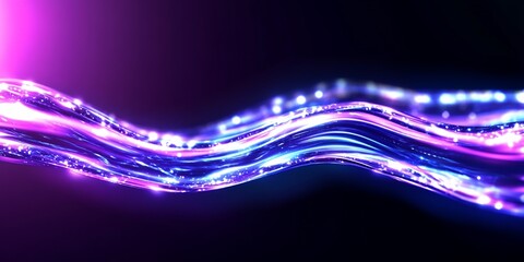 Sticker - Glowing purple wave, dark background, abstract energy