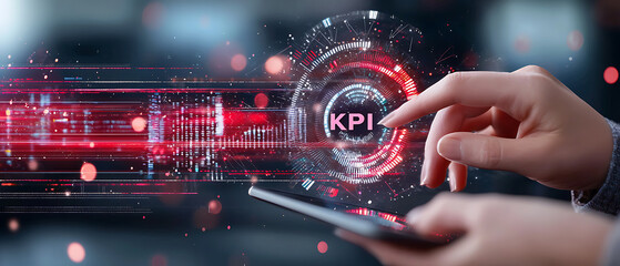 Poster - Enhancing business kpis through digital solutions corporate office infographic tech environment close-up view data analysis