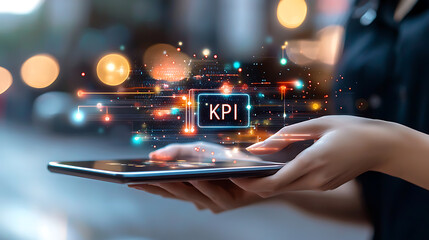 Poster - Analyzing kpis for business growth digital workspace infographic urban environment close-up performance metrics