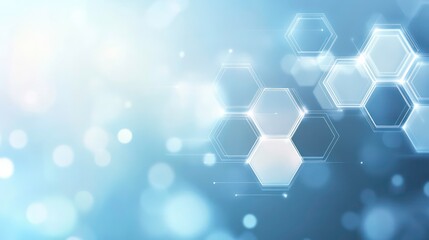Poster - Abstract blue hexagon pattern background with bokeh lights.