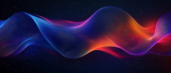 Wall Mural - Beautiful abstract waves in space with vibrant colors for an ultrawide OLED display wallpaper.