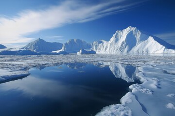 Poster - A vast frozen tundra with towering icebergs reflecting the northern lights.