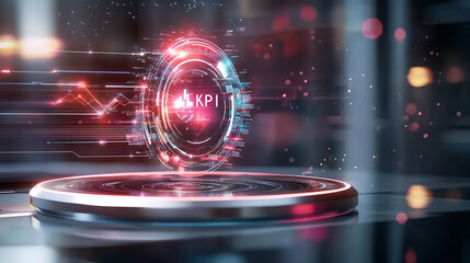 Poster - Dynamic kpi visualization digital workspace graphic design futuristic environment close-up view data analysis concept