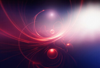Aufkleber - Abstract sci-fi double exposure background. Glowing red lines and orbs swirl in a cosmic dance against a dark blue and bright white backdrop.  The image evokes a sense of movement and energy.