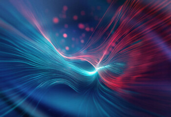 Aufkleber - Abstract sci-fi background featuring a double exposure effect.  Intertwined blue and red energy streaks create a dynamic, futuristic scene.