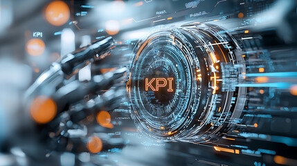 Poster - Analyzing key performance indicators in a futuristic digital interface virtual space technology close-up view business insight