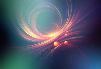 Aufkleber - Abstract sci-fi double exposure background. Swirling, luminous lines and glowing orbs create a mesmerizing, otherworldly scene.  The vibrant colors and dynamic composition evoke a sense of movement an