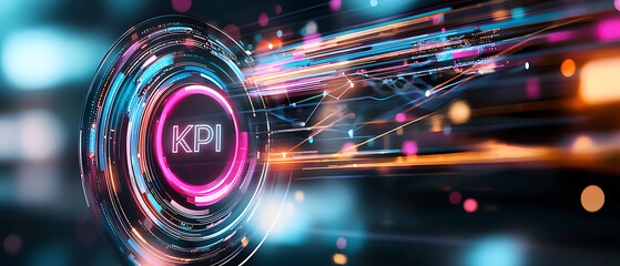 Poster - Dynamic kpi visualization data analysis infographic design digital space abstract view performance metrics