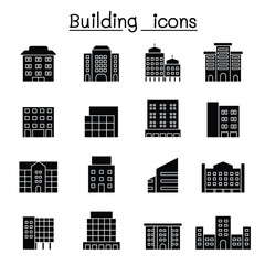 Wall Mural - Building icon set in thin line style