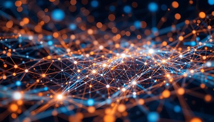 Poster - Illuminated Network: An Abstract Digital Landscape of Interconnected Nodes