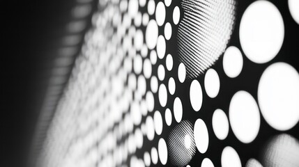 Aufkleber - Abstract black and white image of glowing circles, creating a dynamic pattern and texture.