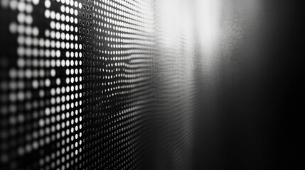 Leinwandbilder - Abstract grayscale image of a matrix of dots, creating a perspective effect with light and shadow.