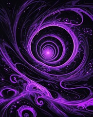 Aufkleber - Black and purple with eerie swirling patterns and glowing symbols abstract Halloween concept background