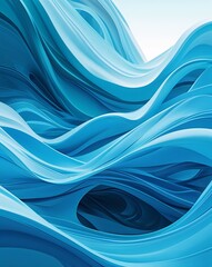 Aufkleber - Bright cyan with smooth flowing abstract patterns and fresh breezy ambiance abstract summer concept background