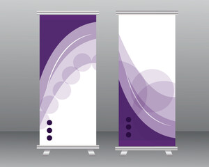 Aufkleber - Business Roll up banner vertical template design with purple color vector illustration design background