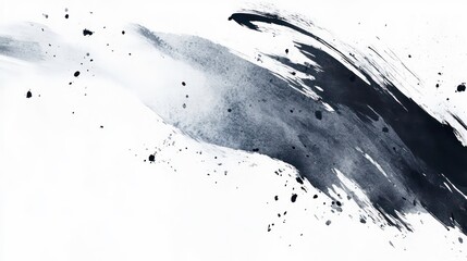 Aufkleber - Abstract black ink brush strokes on white background.