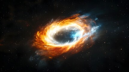 Aufkleber - Captivating image showcasing a mesmerizing cosmic vortex erupting with fiery celestial energy in the depths of the mysterious and universe