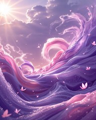 Aufkleber - Light purple and soft pink with abstract swirls of spring air and gentle sunlight abstract Spring season concept background