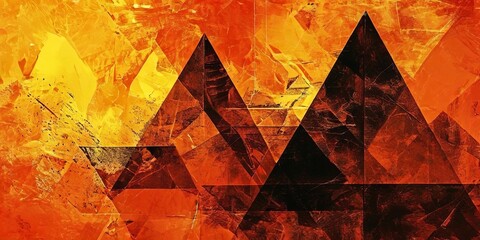 Poster - A painting of a mountain with a triangle on it