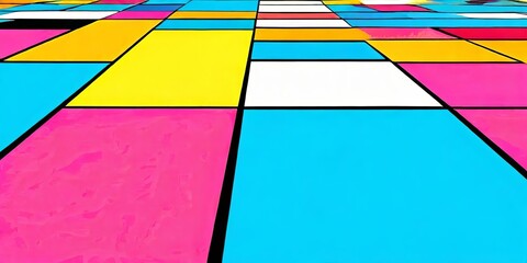 Poster - A colorful floor with squares of different colors