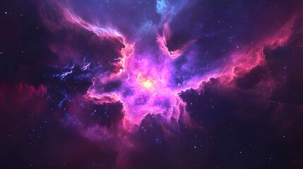 Poster - Dramatic cosmic explosion in a vibrant colorful galactic nebula   an abstract space fantasy background with a powerful mystical atmosphere