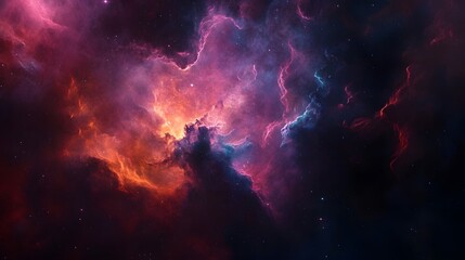 Poster - Dramatic cosmic storm clouds erupting in a vibrant display of fiery colors lightning and cosmic energy creating a majestic and scene reminiscent of a celestial explosion or nebula in deep space