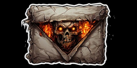 Poster - A skull is on a piece of paper that is open