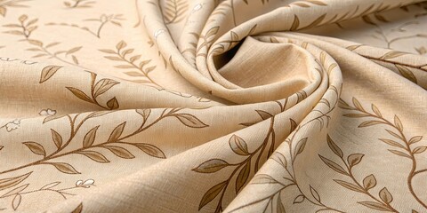 Fototapete - A roll of fabric with leaves on it