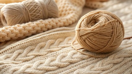 Aufkleber - A ball of yarn is sitting on a sweater