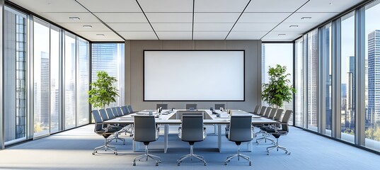 Poster - A business strategy session with a large screen