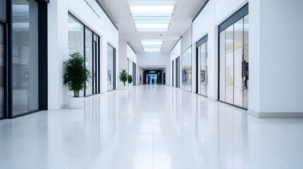 Wall Mural - Light-Filled Atrium in a Modern Shopping Mall with Contemporary Retail Spaces