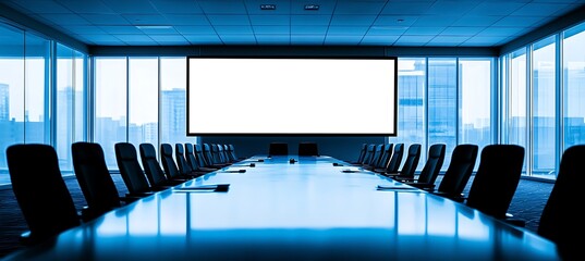 Poster - A business strategy session with a large screen