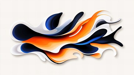 Wall Mural - Abstract fluid art in shades of orange, blue, and white.  Dynamic and vibrant design.