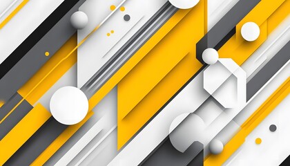 Fototapete - Abstract Geometric Design Yellow Grey White